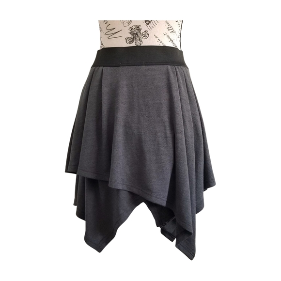 Gray Asymmetrical Handkerchief  Mini Skirt - Picture 3 of 4